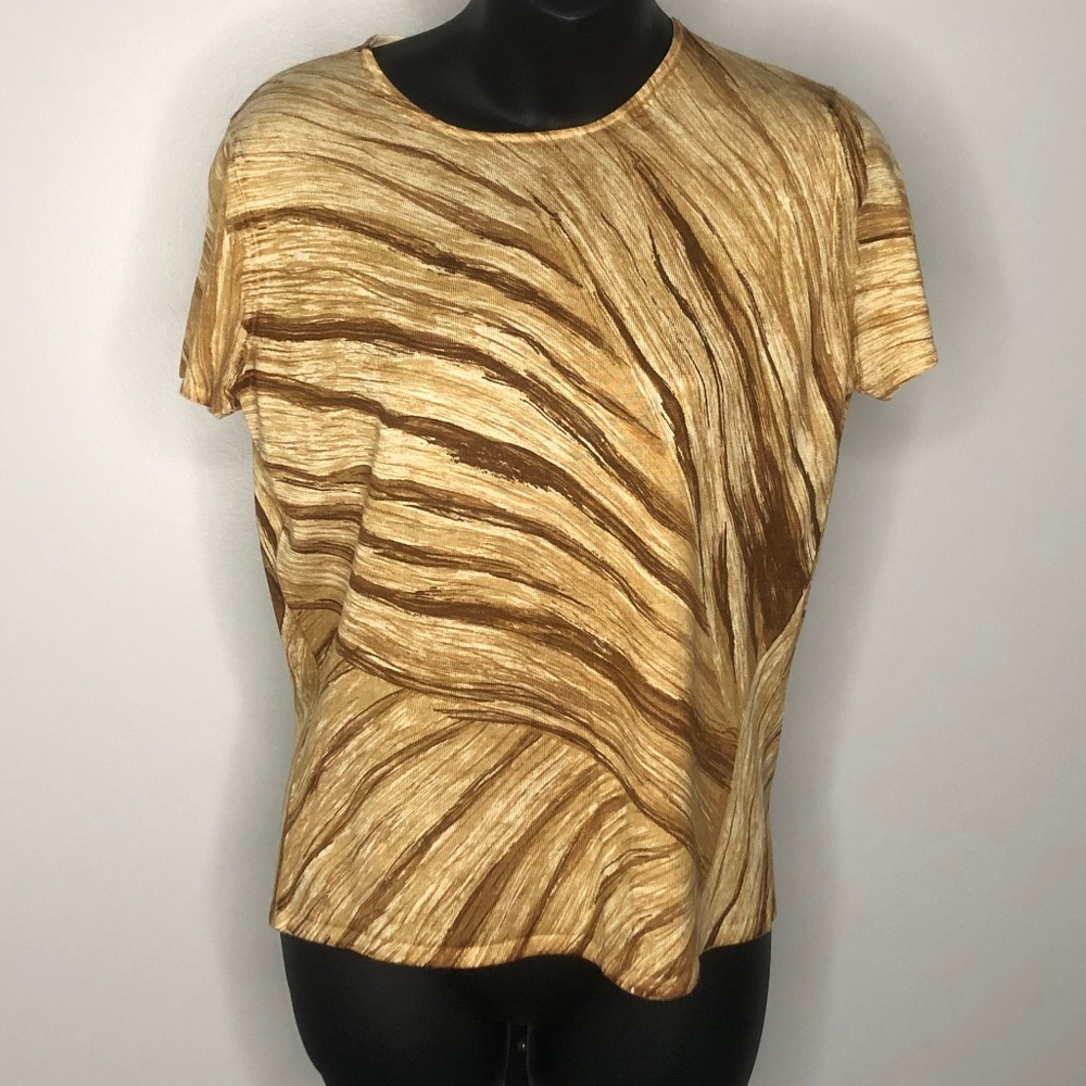 Tse Multicolored Abstract Print Short Sleeve Silk… - image 1